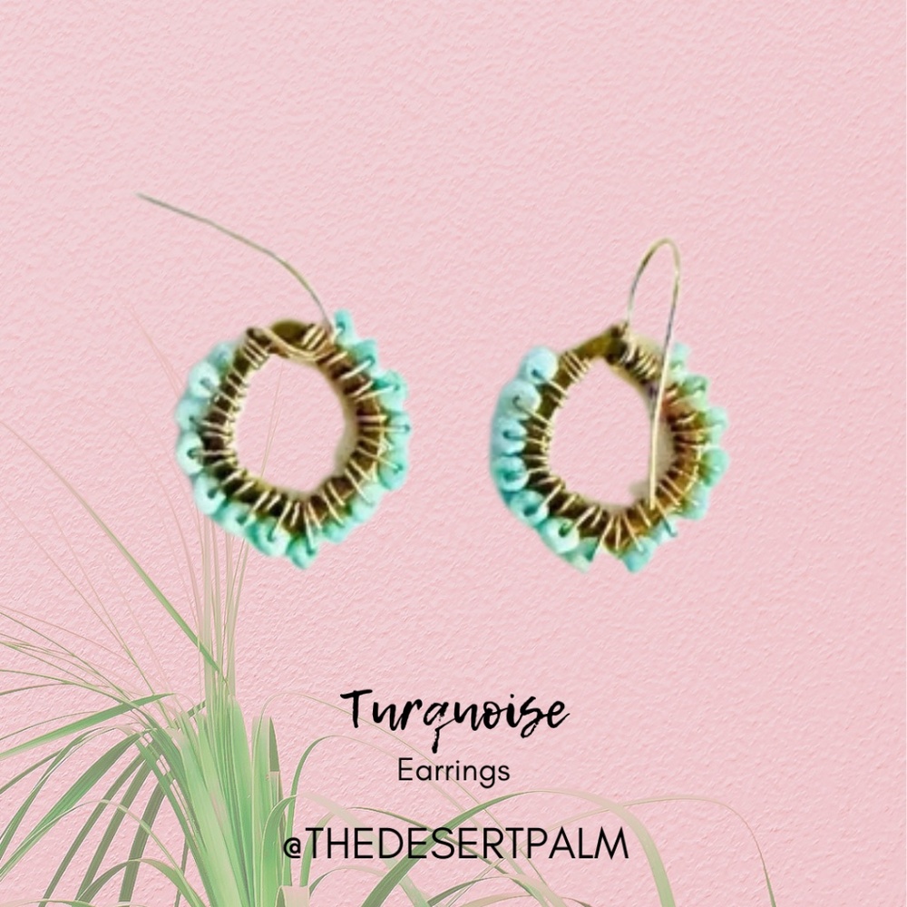 Sleeping Beauty Turquoise Earrings | Gold Filled Beaded Hoops